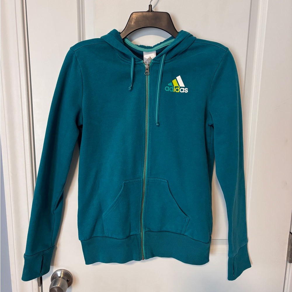 Adidas Women’s Small Turquoise Zip-Up Hoodie